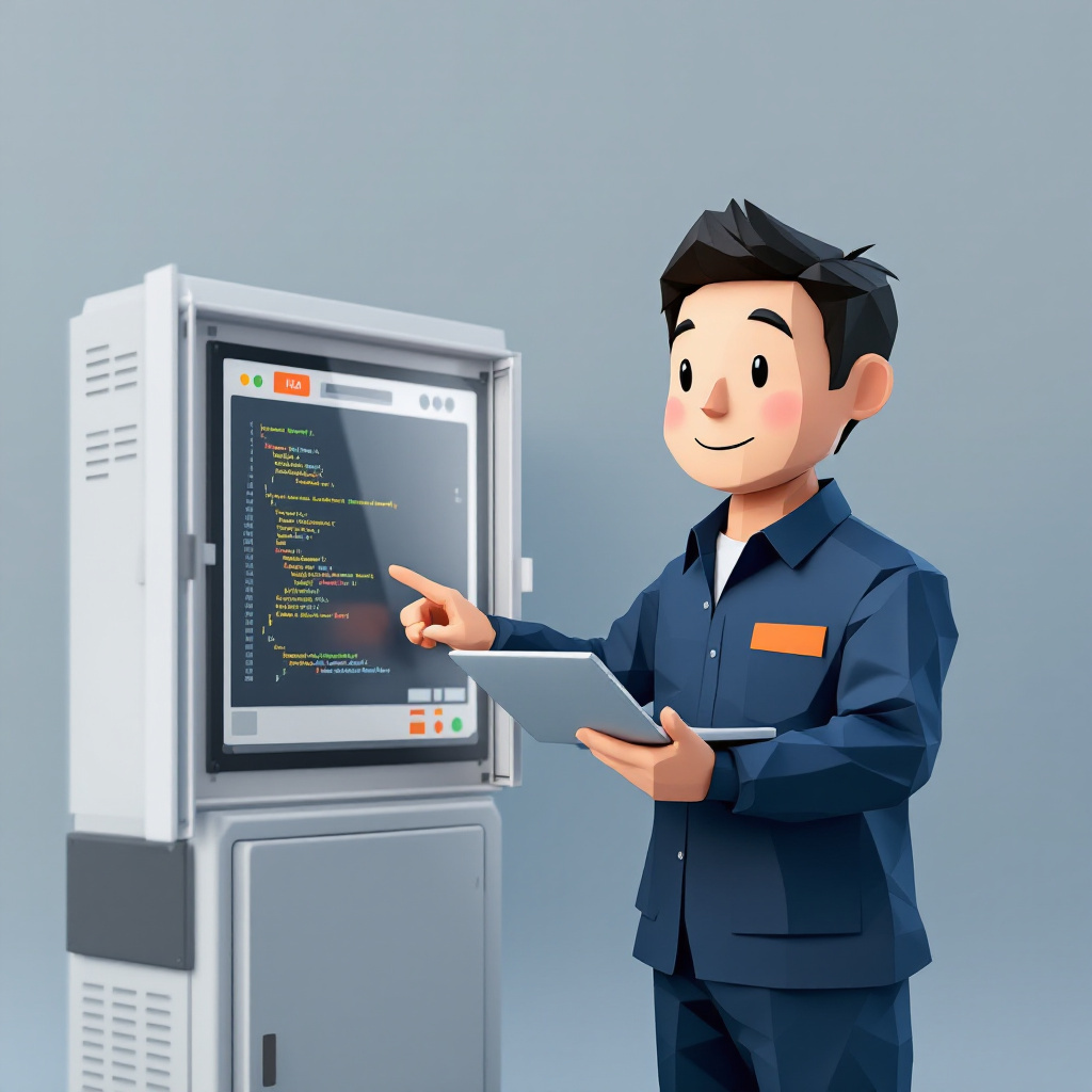 電気制御設計（PLC）のキャラクターイラスト